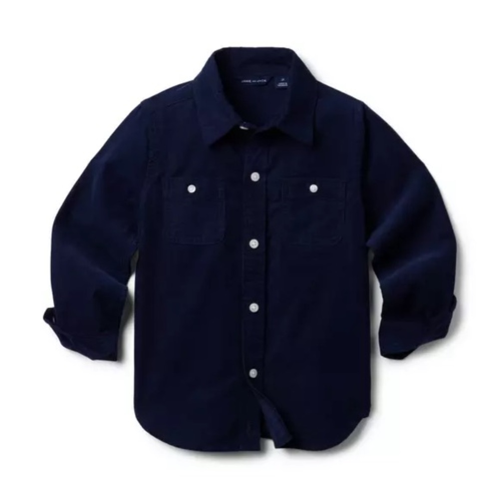 Janie and Jack Navy Corduroy Blue Button Down Shirt